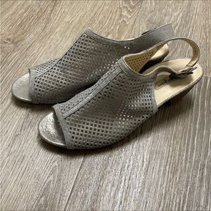 Paul Green Lois Slingback Perforated Brown and Gold Peep Toe Sandals